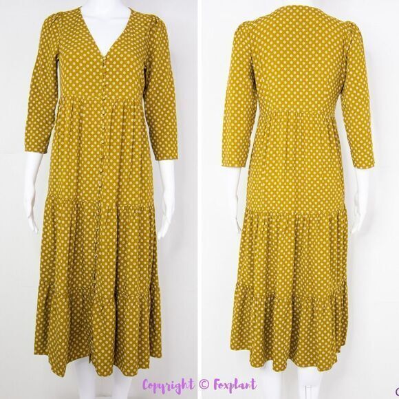 NEW Madewell V-Neck Tiered Button-Front Midi Dress in Daisies Forever, 00 - Picture 2 of 16